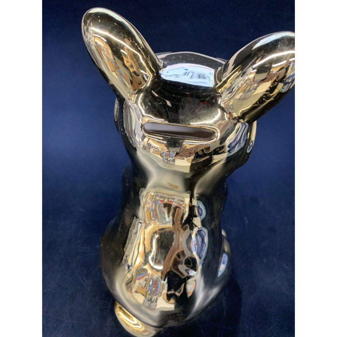 Ceramic Gold Dog-Shaped Coin Bank with Sunglasses, 17x10x15cm