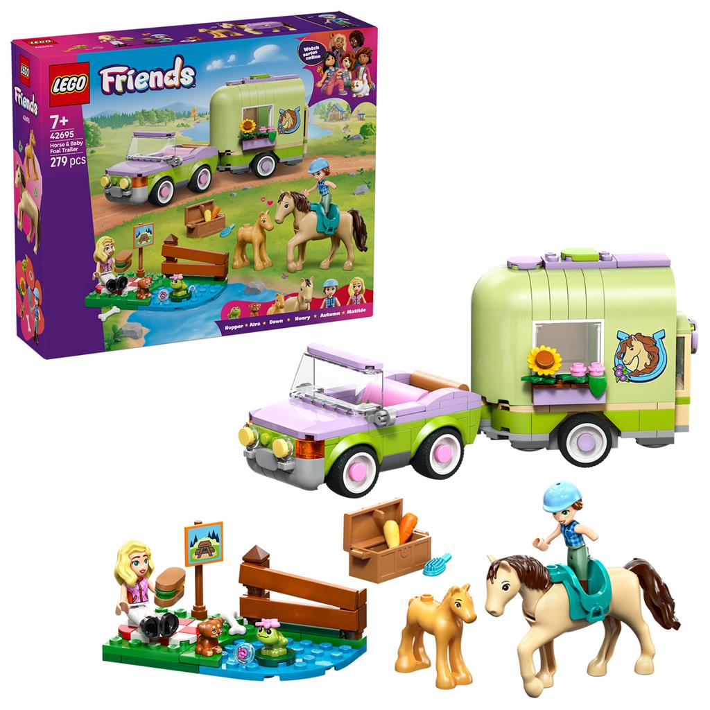 LEGO Friends Horse & Baby Foal Trailer Building Set for Ages 7+, 279 Pieces