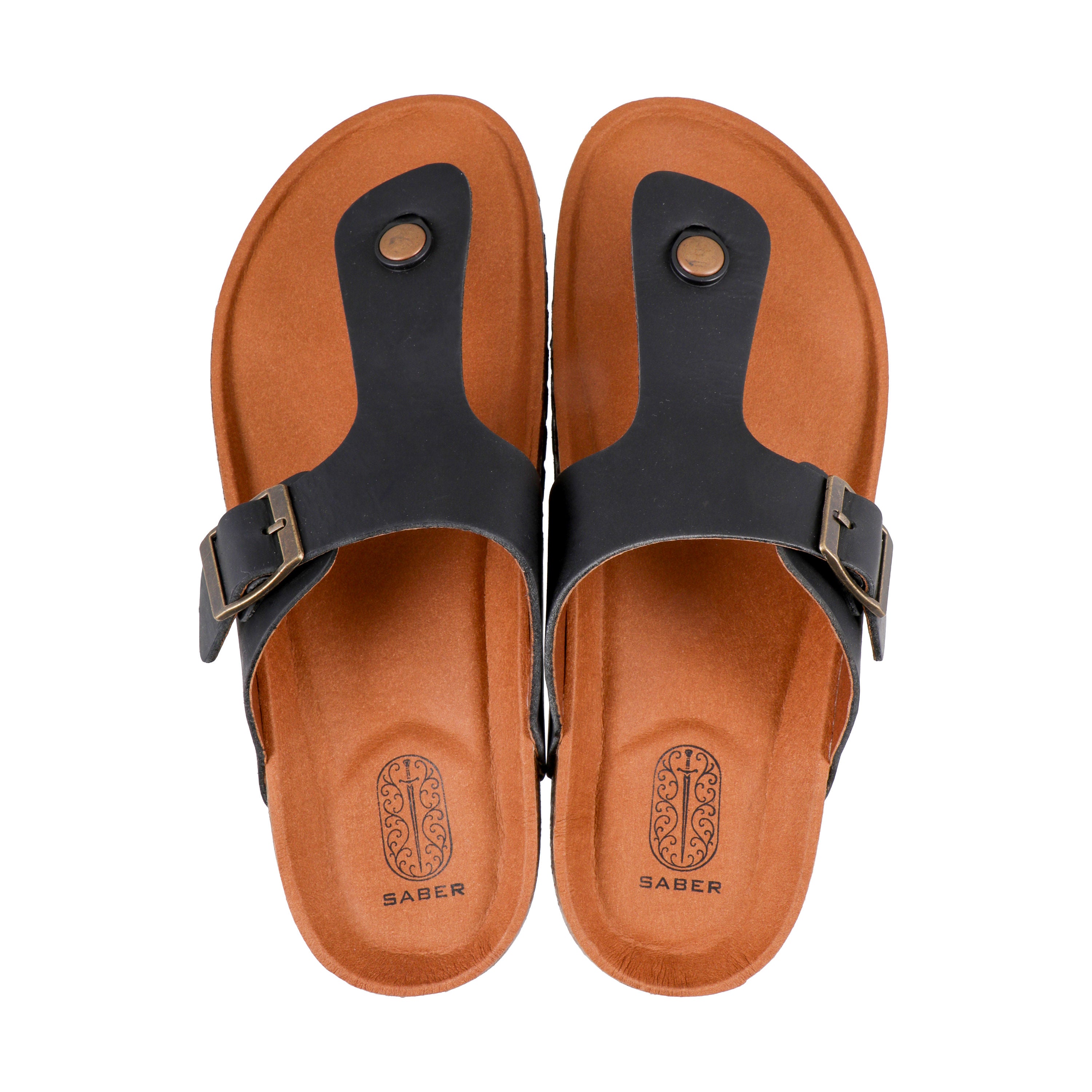 SABER BIRK -1 Men's Genuine Leather Sandals with Cork-Latex Footbed & EVA Sole