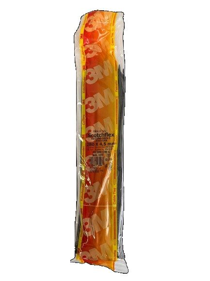3M™ Scotchflex™ Cable Ties, Black, Pack of 100, Weather-Resistant Nylon Cable Management Ties