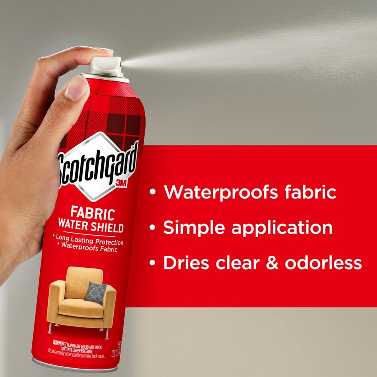 Scotchgard™ Fabric Water Shield Aerosol Spray, 295 ml, Water-Repellent Fabric Protector