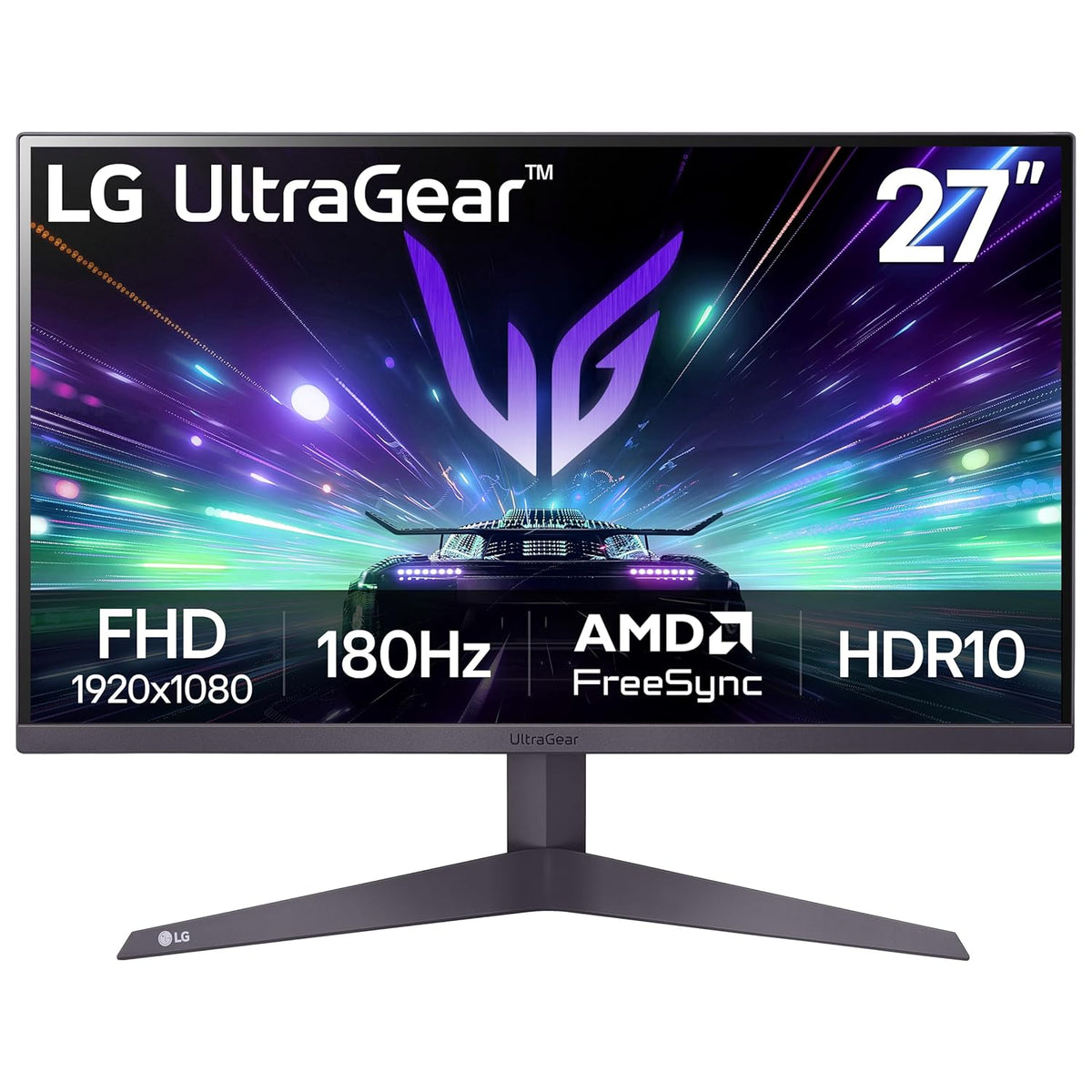LG 27GS50F-B UltraGear 27 Inch FHD Gaming Monitor, 180Hz, 1ms MBR, HDR10, AMD FreeSync, VA Panel, Borderless Design