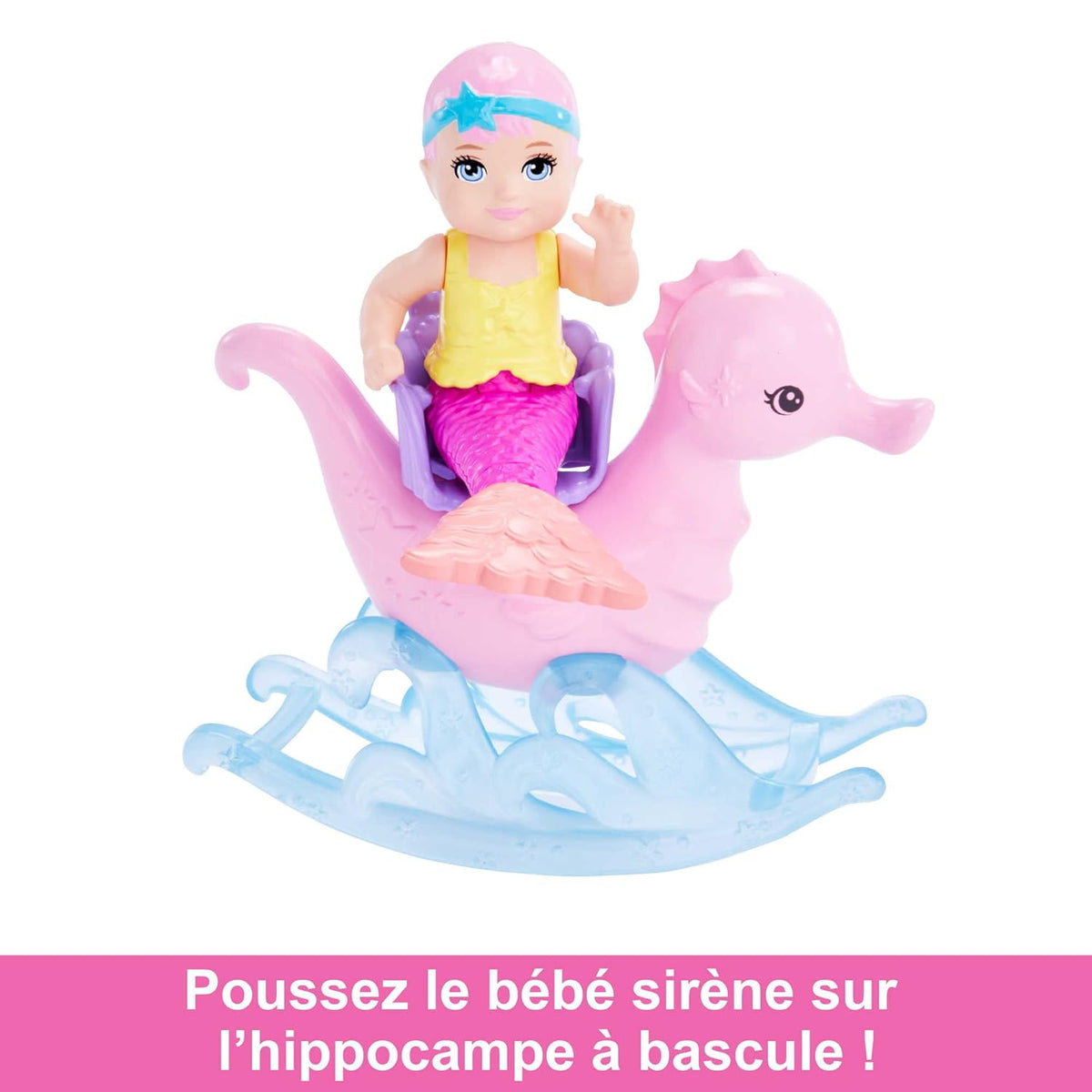 Barbie Dreamtopia Mermaid Babysitting Playset, Purple Hair Mermaid Doll with Accessories, Model HLC30