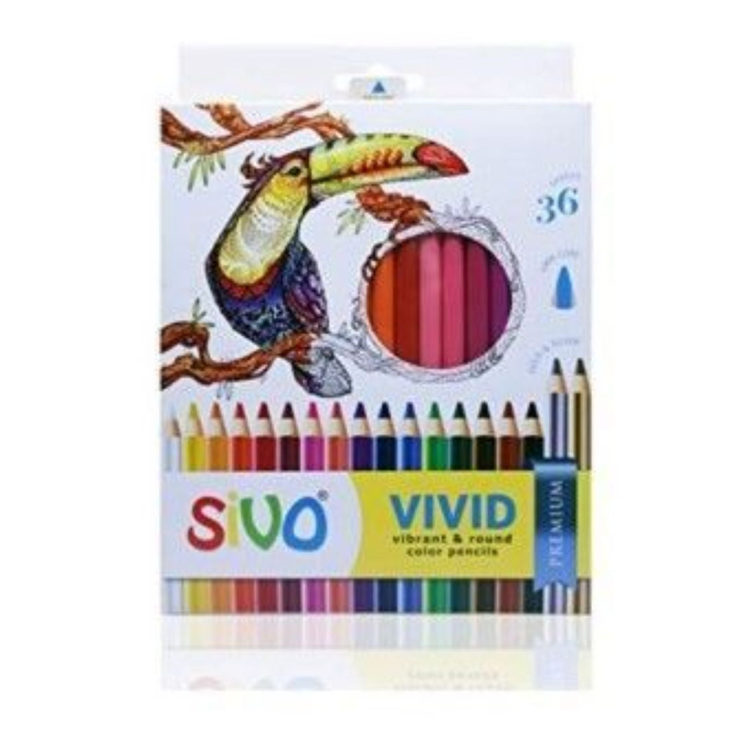 Sivo Vivid Round Colour Pencils, 4mm, Full Size, 36 pieces