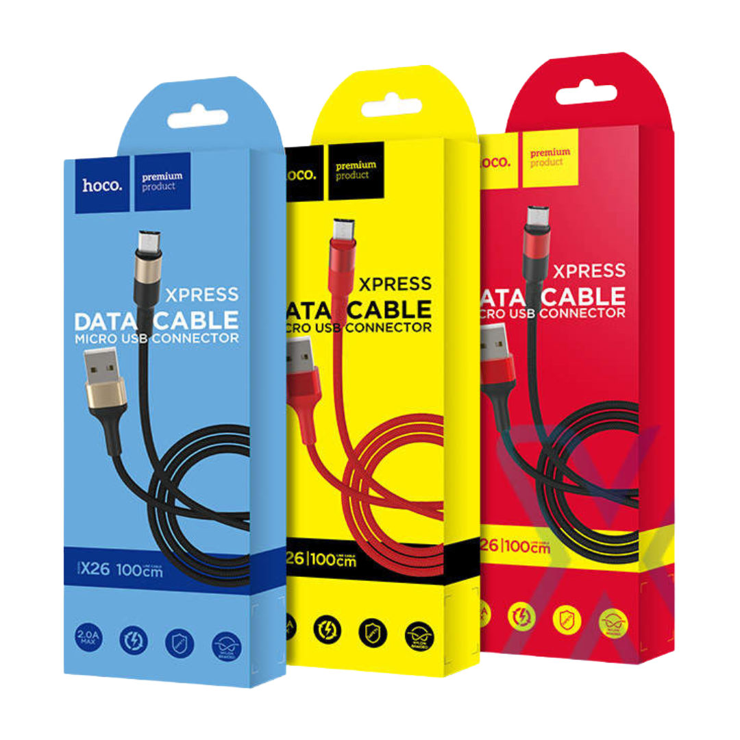 Hoco X26 Xpress One-Pull Three Charging Data Cable iP + Micro + Type-C, 1m