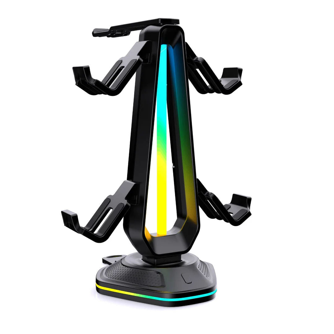 EPICARMA RGB Headset Stand  And Universal Gaming Accessory Organizer, Black