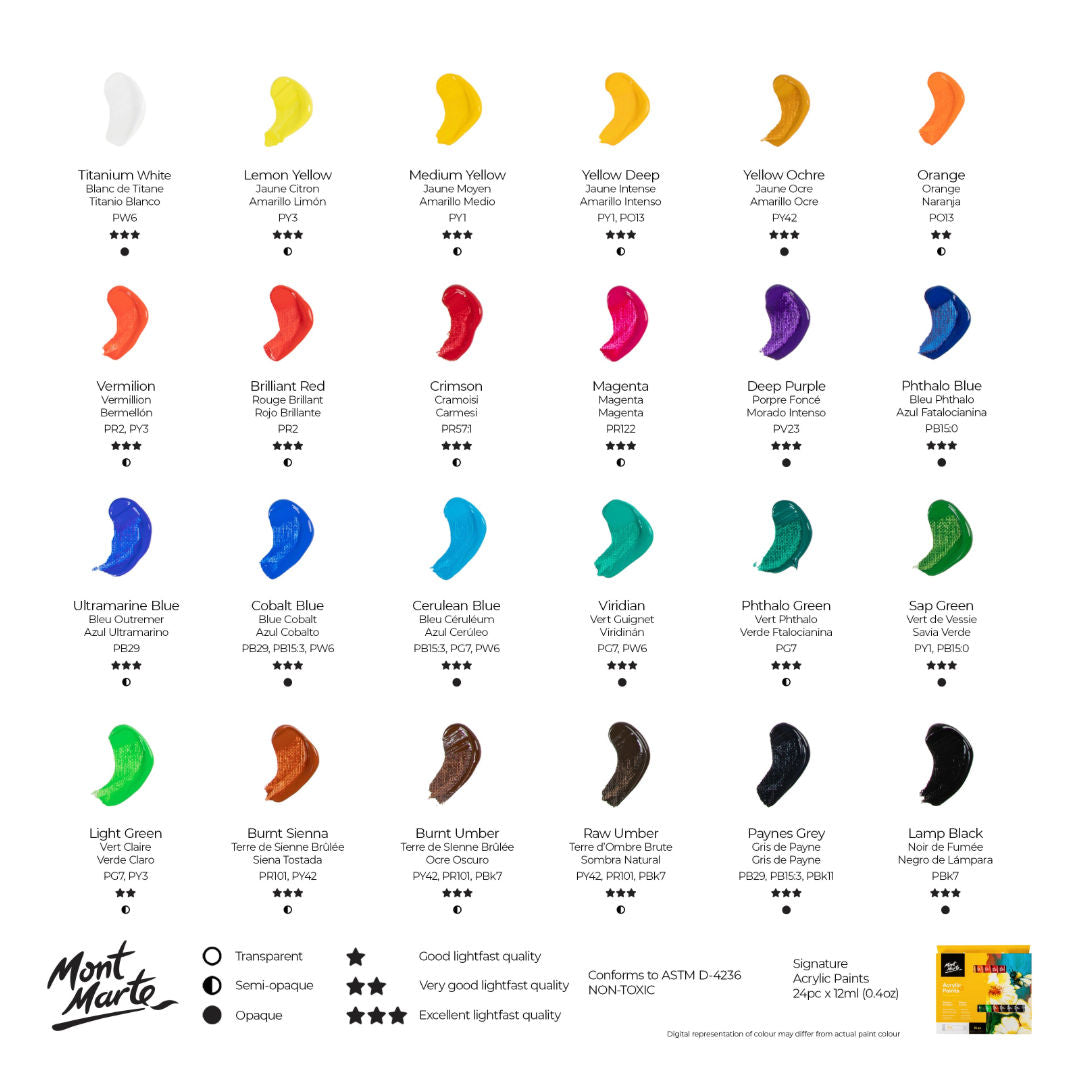 Mont Marte Acrylic Paints Set Signature, 24x12ml,  PMHS0034 P24-508