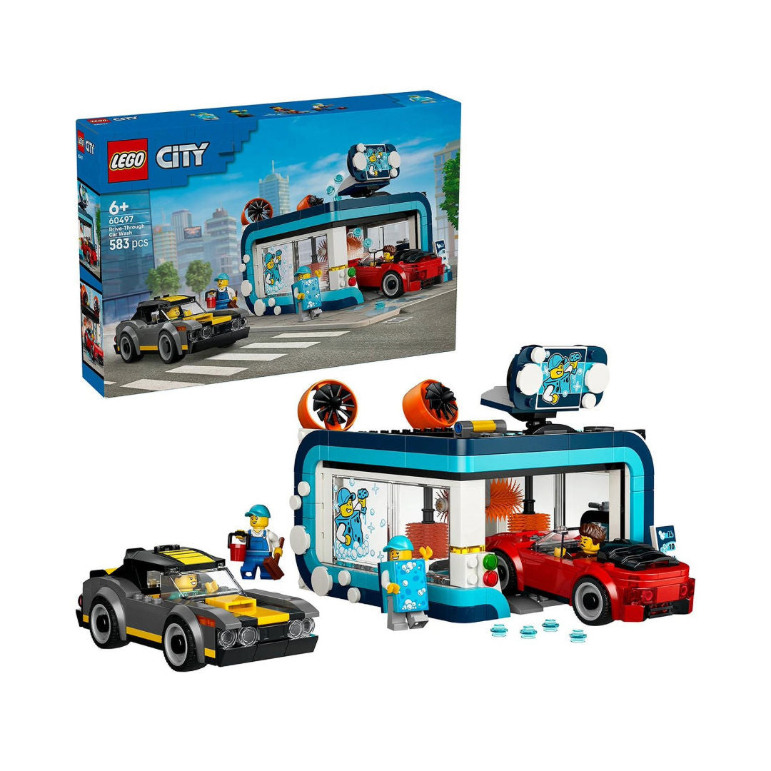 LEGO City Drive-Through Car Wash Building Toy Set, 583 Pieces, For Age 6+ Years