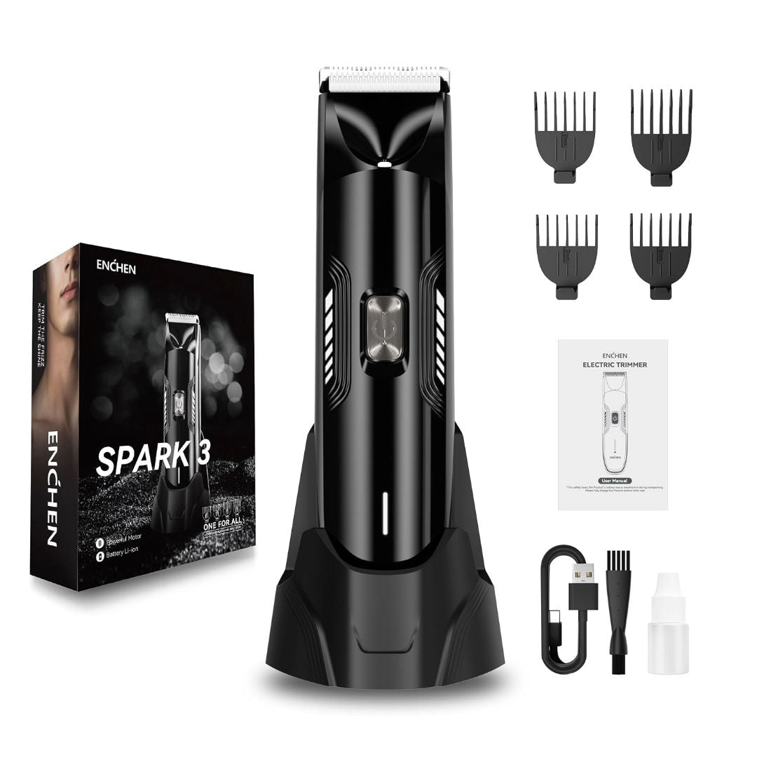 ENCHEN Spark 3 Cordless Body & Groin Hair Trimmer, Waterproof, 4 Guide Combs, USB Rechargeable