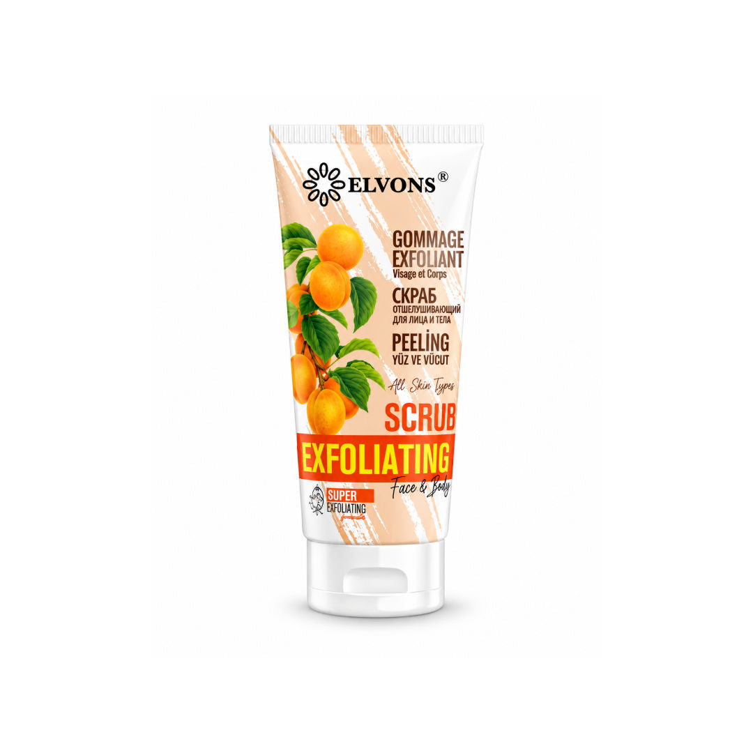 Elvons Apricot Exfoliating Face and Body Scrub, 75 ml