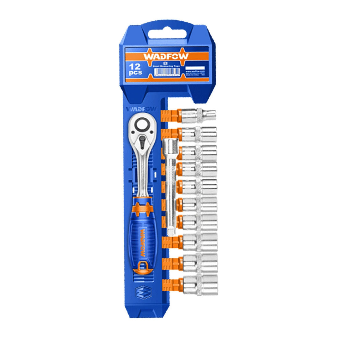 WADFOW 12 Pieces Socket Set, Chromed Plated