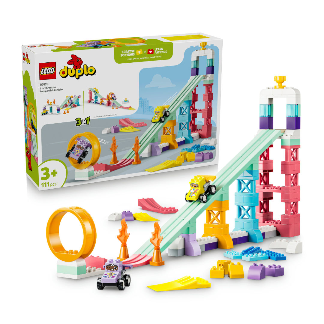 LEGO DUPLO 3-in-1 Creative Ramps with Vehicles Toy Set, For Age 3+ Years