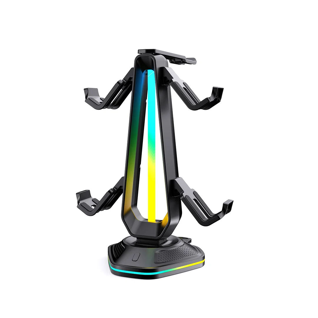 EPICARMA RGB Headset Stand  And Universal Gaming Accessory Organizer, Black