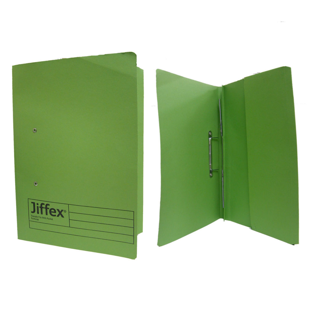 Rexel Eastlight Jiffex Transfer Spring File With Pocket Assorted Colors, Foolscap