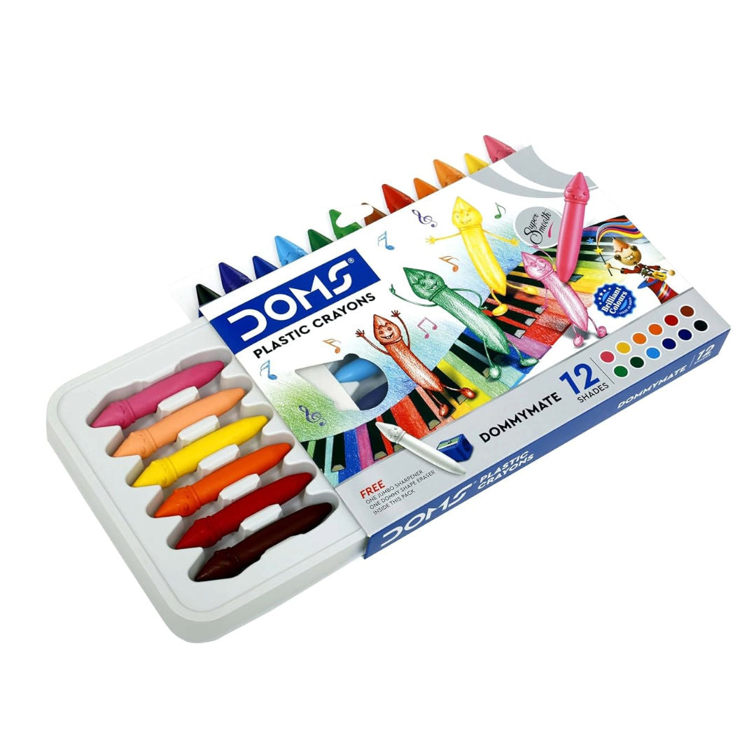 DOMS 12 Plastic Crayon Dommy Mate