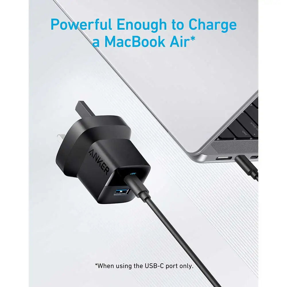 Anker 323 33W Charger, USB-C PD + USB-A Dual Port Fast Charger, Compact Design, Black