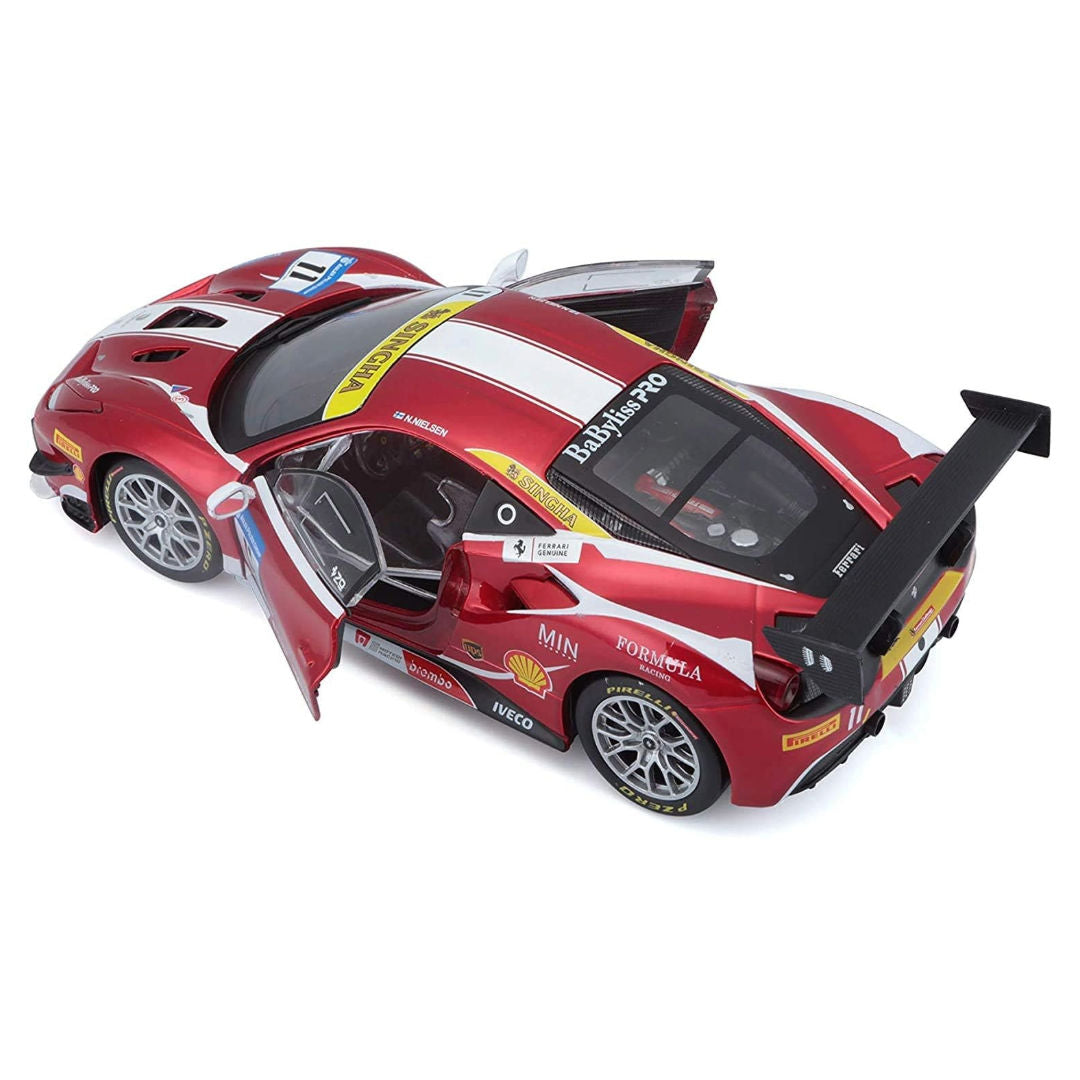 Bburago Racing F1 2017 Ferrari 488 Challenge Die-cast Metal Kit (1:24, 34 Parts, Orange/Black), 14+ years