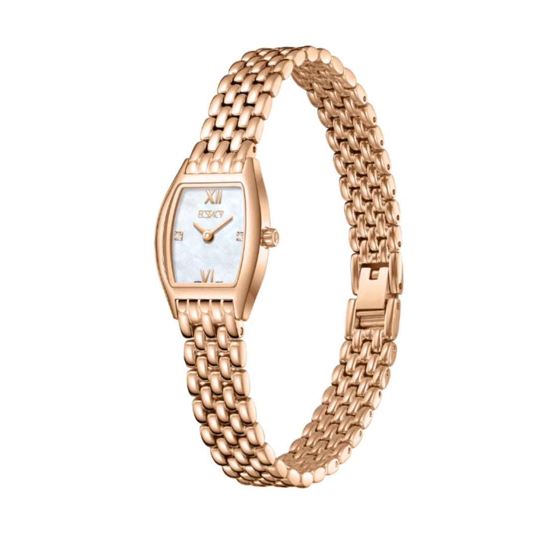 Ecstacy Women’s Analog Mother-of-Pearl Dial Rose Gold Stainless Steel Watch, E25501-RBKM