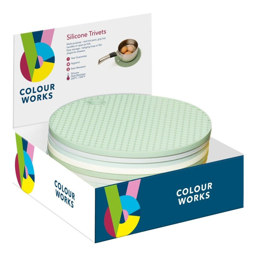 Kitchen Craft Colour Works Round Silicone Trivets 20cm, Assorted Colours