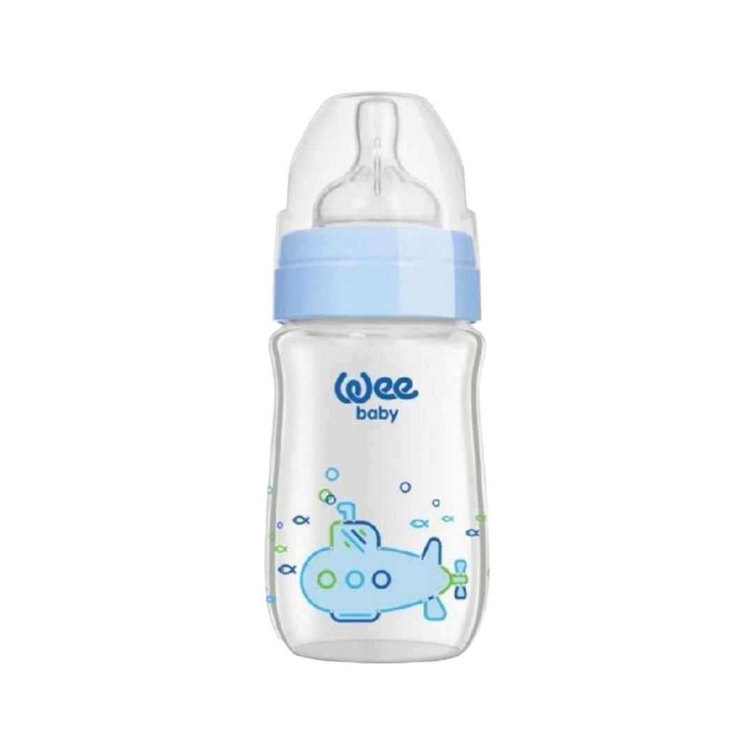 Weebaby Heat Resistant Patterned Wide Neck Glass Feeding Bottle, 180ml, No.1, 140