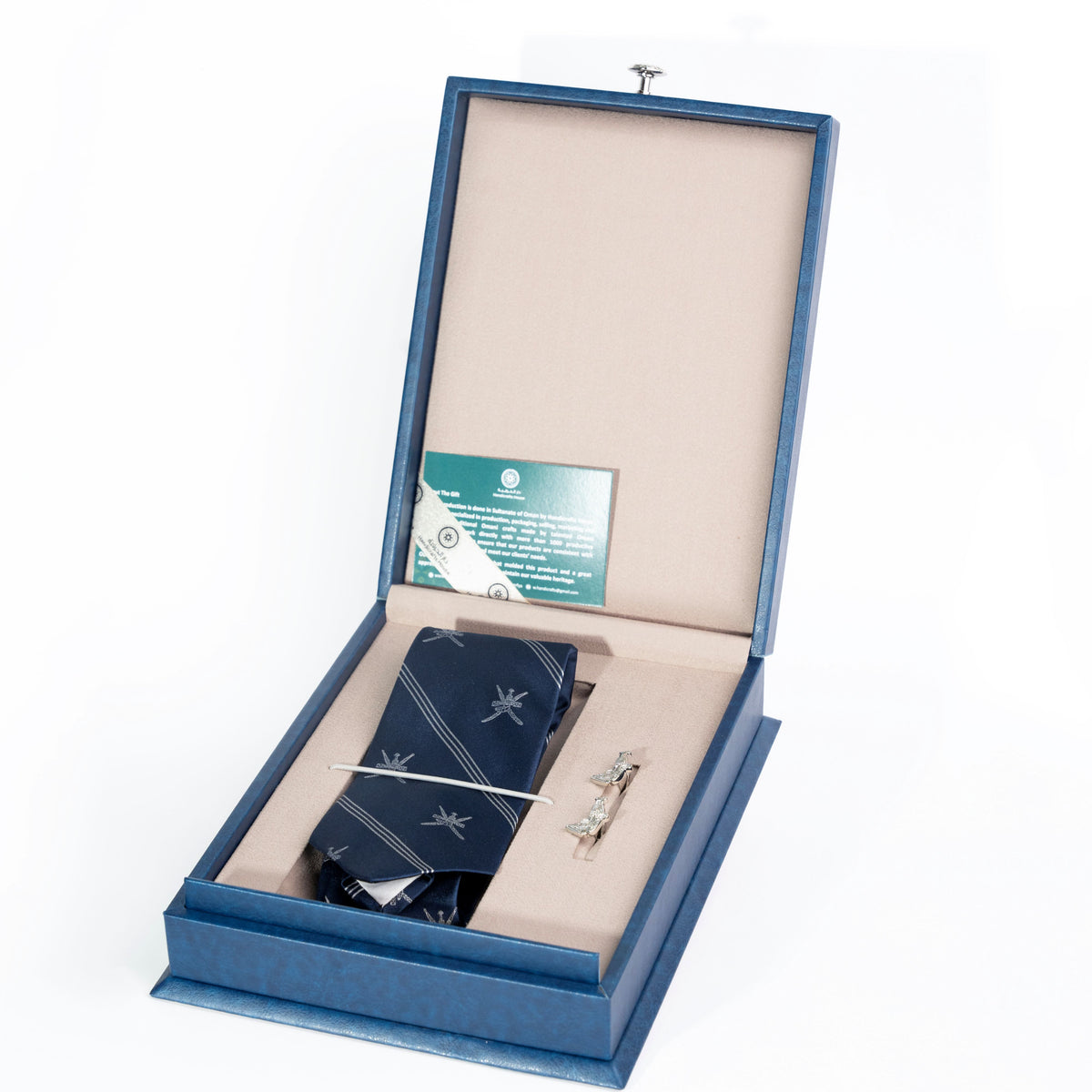 Men’s Tie & Cufflinks Gift Set in Presentation Box, Navy Blue