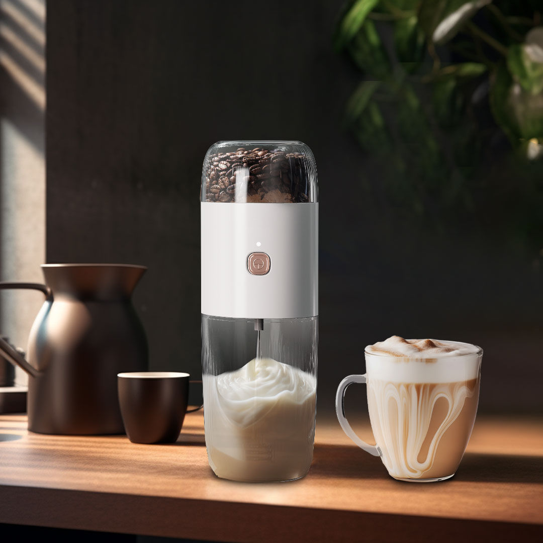 LePresso 2-in-1 Coffee Grinder & Milk Frother, Rechargeable, Portable