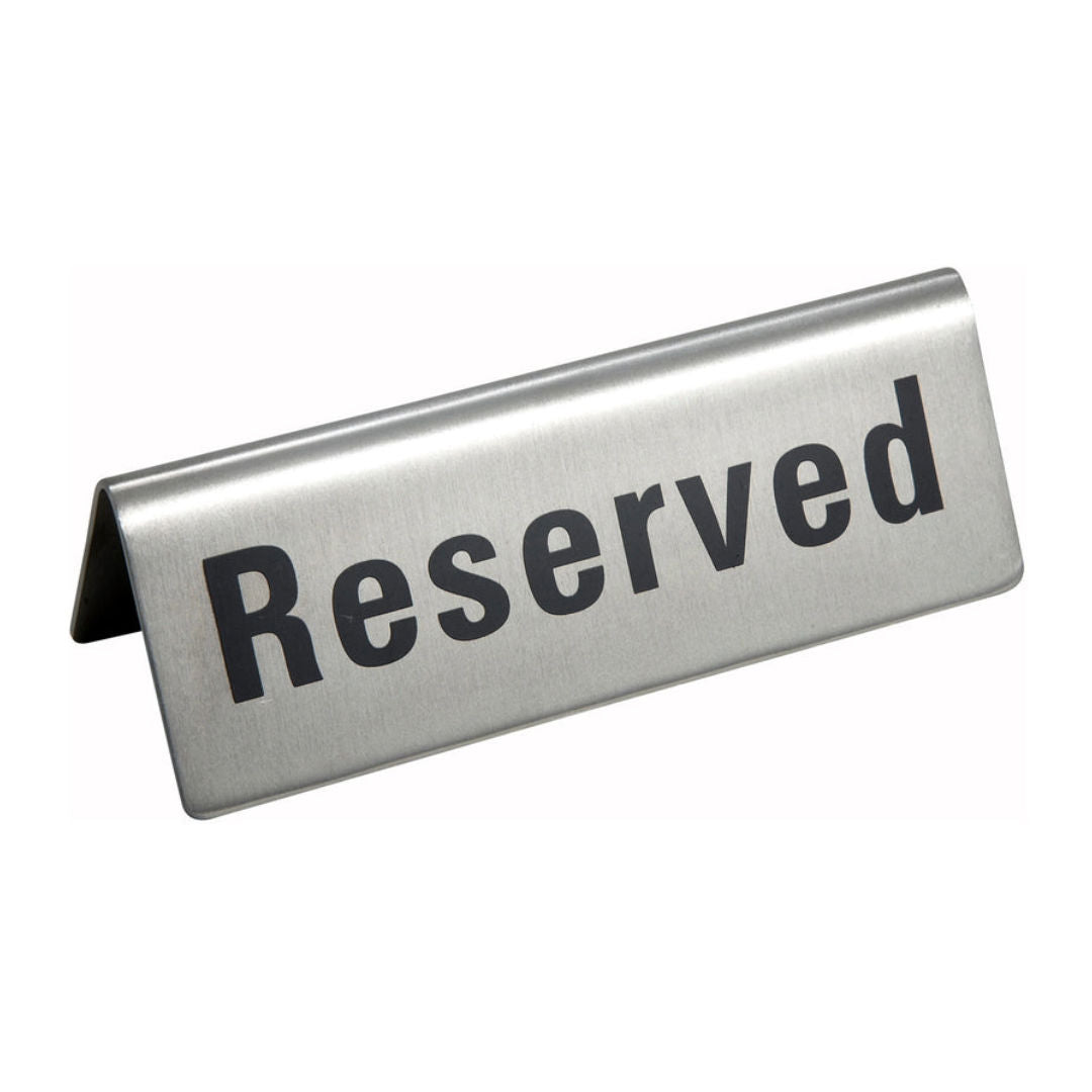 Winco Stainless Steel Reserved Sign, RVS-4