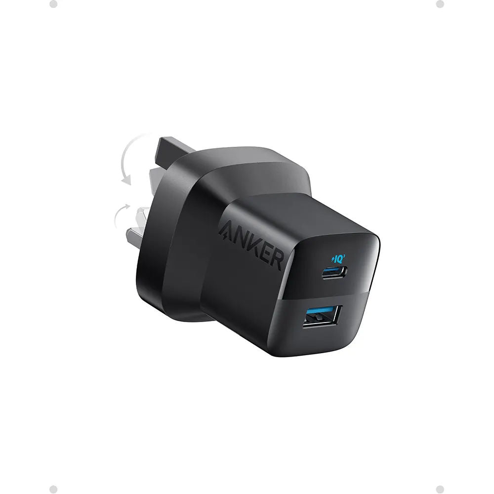 Anker 323 33W Charger, USB-C PD + USB-A Dual Port Fast Charger, Compact Design, Black