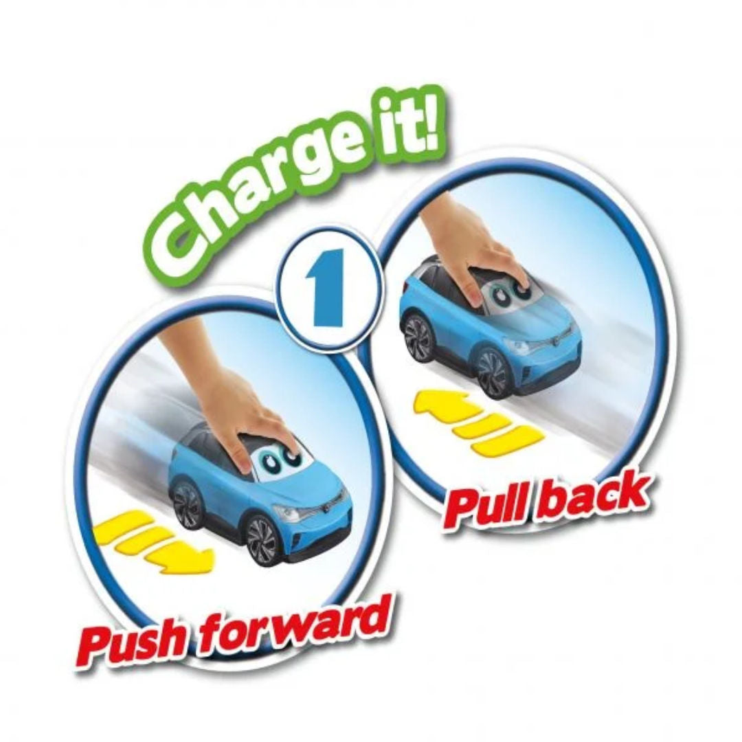 BBJunior Volkswagen Charge & Go Car, Toy Car With Press And Charge Option With Light, 13.5cm