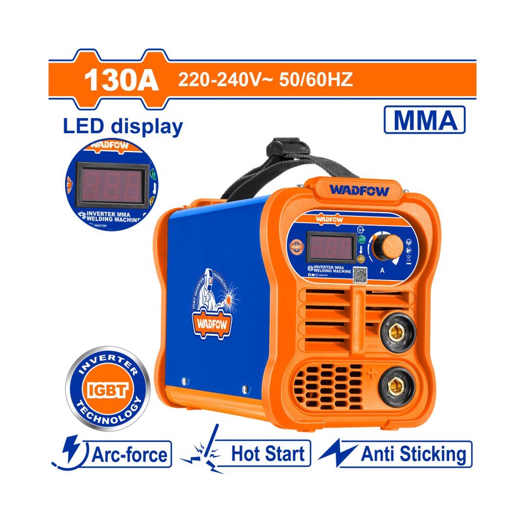 WADFOW Inverter MMA Welding Machine, IGBT, 1~220-240V, LED Display, Hot Start/Arc Force/Anti Stick
