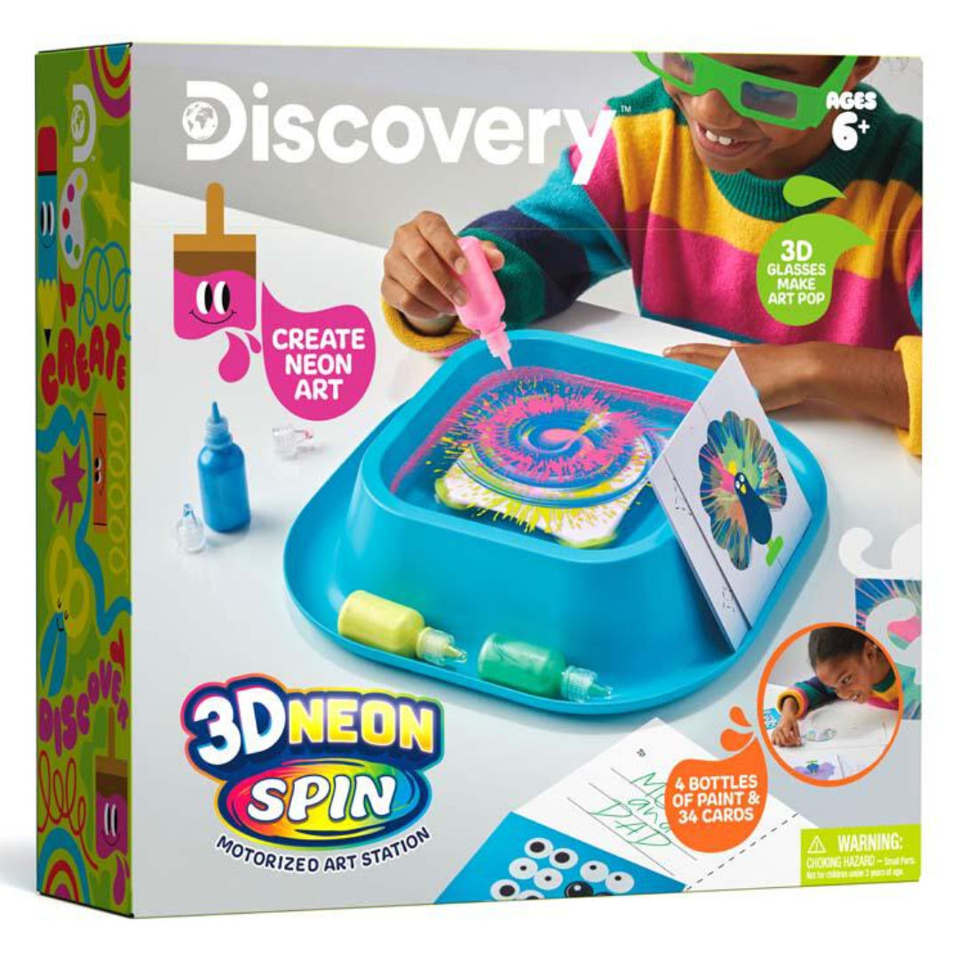 Discovery 3D Neon Spin Motorized Art Station, 38 Pieces, For Age 6+ Years