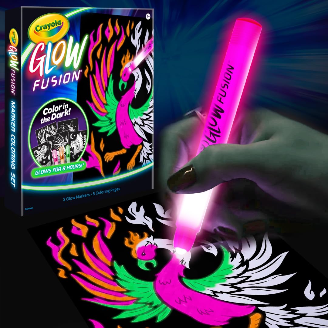 Crayola GLOW FUSION, Mythical Creatures Marker Coloring Set