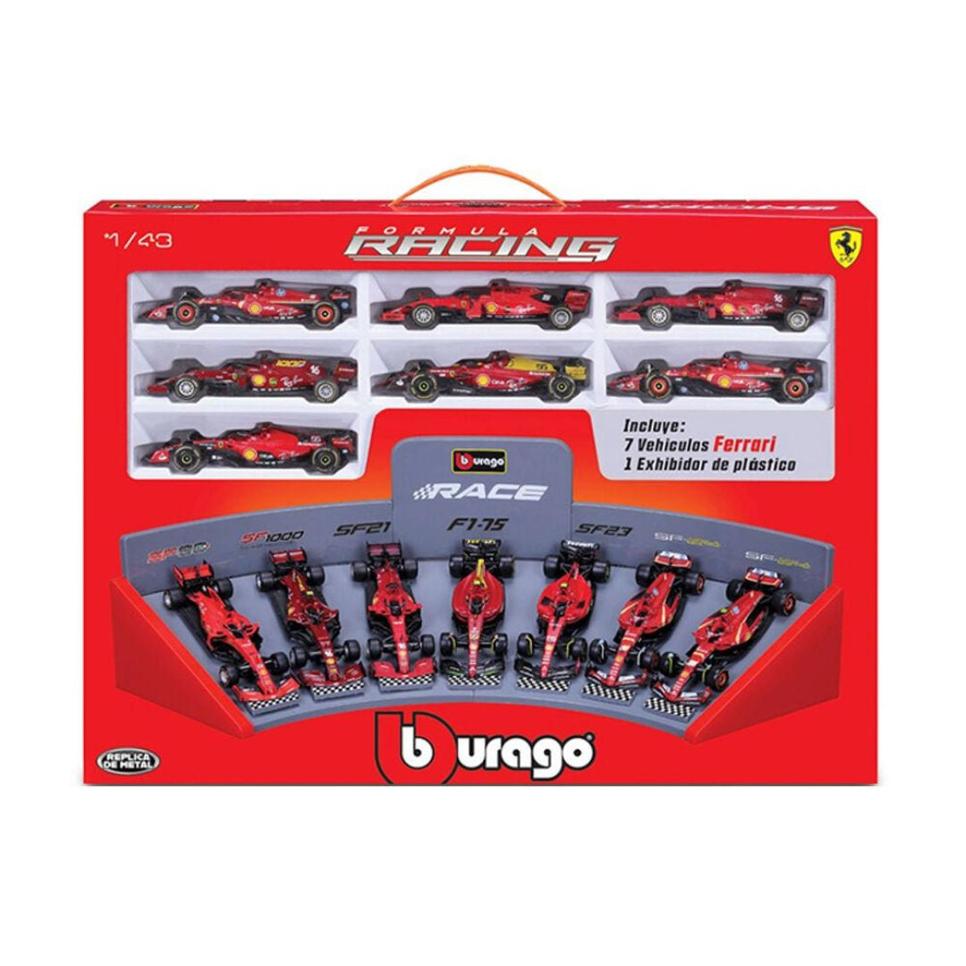 Bburago Metal Formula Racing Ferrari Die-cast Cars Set (1:43, Pack of 7), 3+ years