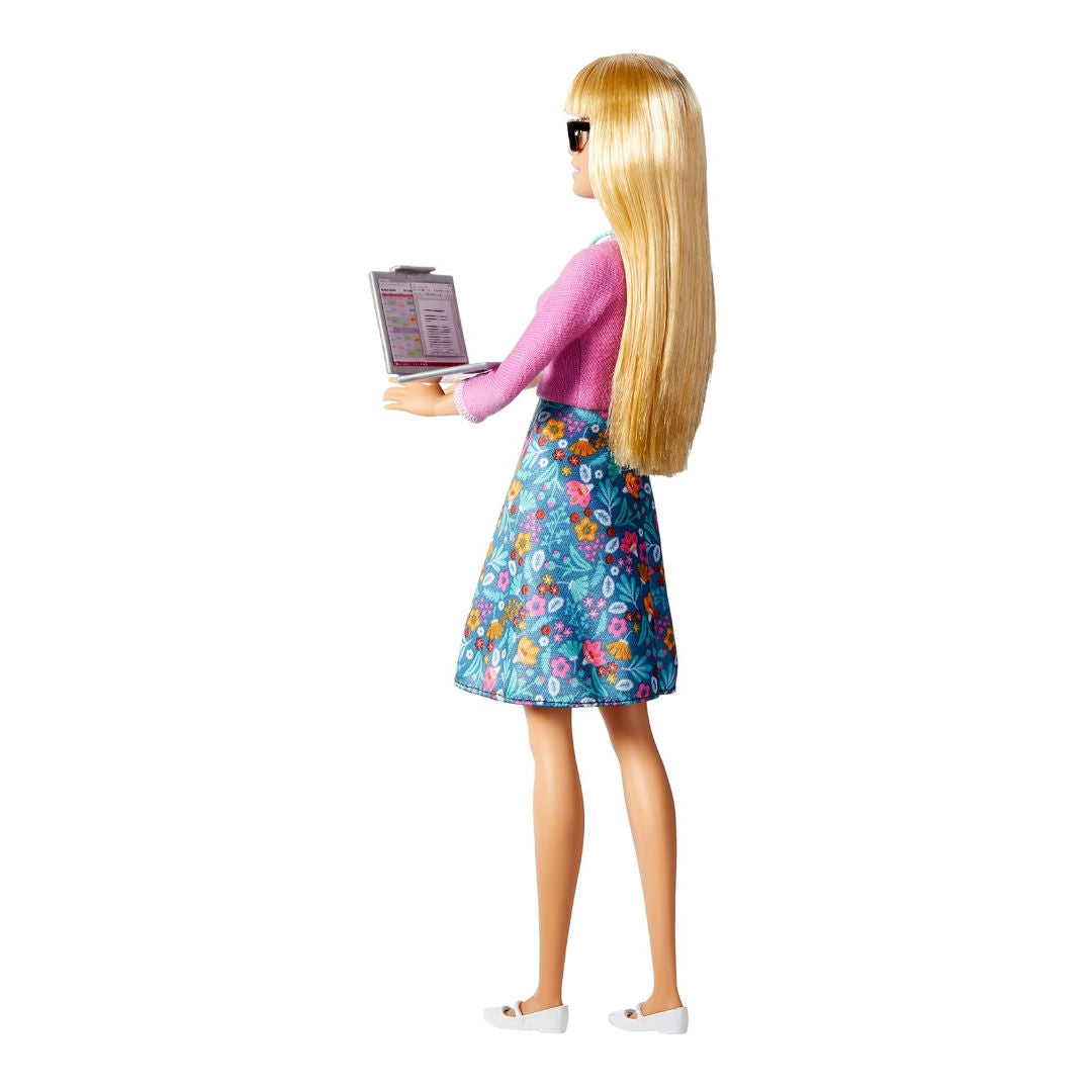 Barbie Teacher Doll, Blonde With 10 Teaching Accessories, Including Spinning Globe And A Laptop That Opens And Closes, Gift For 3 To 7 Year Olds