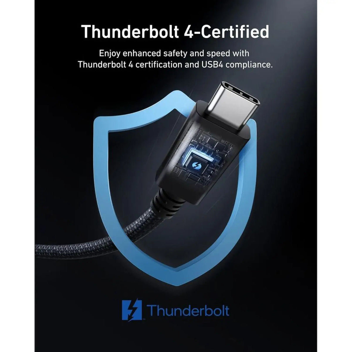 Anker Thunderbolt 4 USB-C Cable 240W 40Gbps 3.3ft, Black, A84N0011
