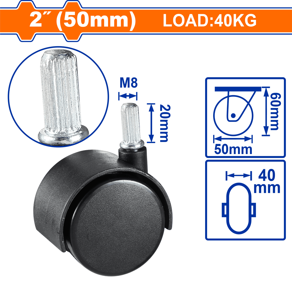 WADFOW Nylon Caster Wheels, Heavy-Duty PA Material, Multiple Mounting Options, With / Without Brake