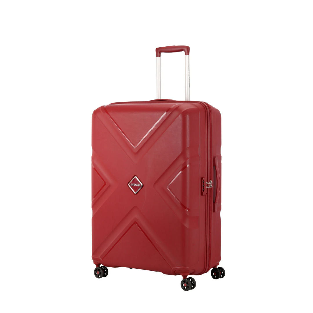 American Tourister Kross Spinner Hard Luggage Trolley Bag, Formula Red