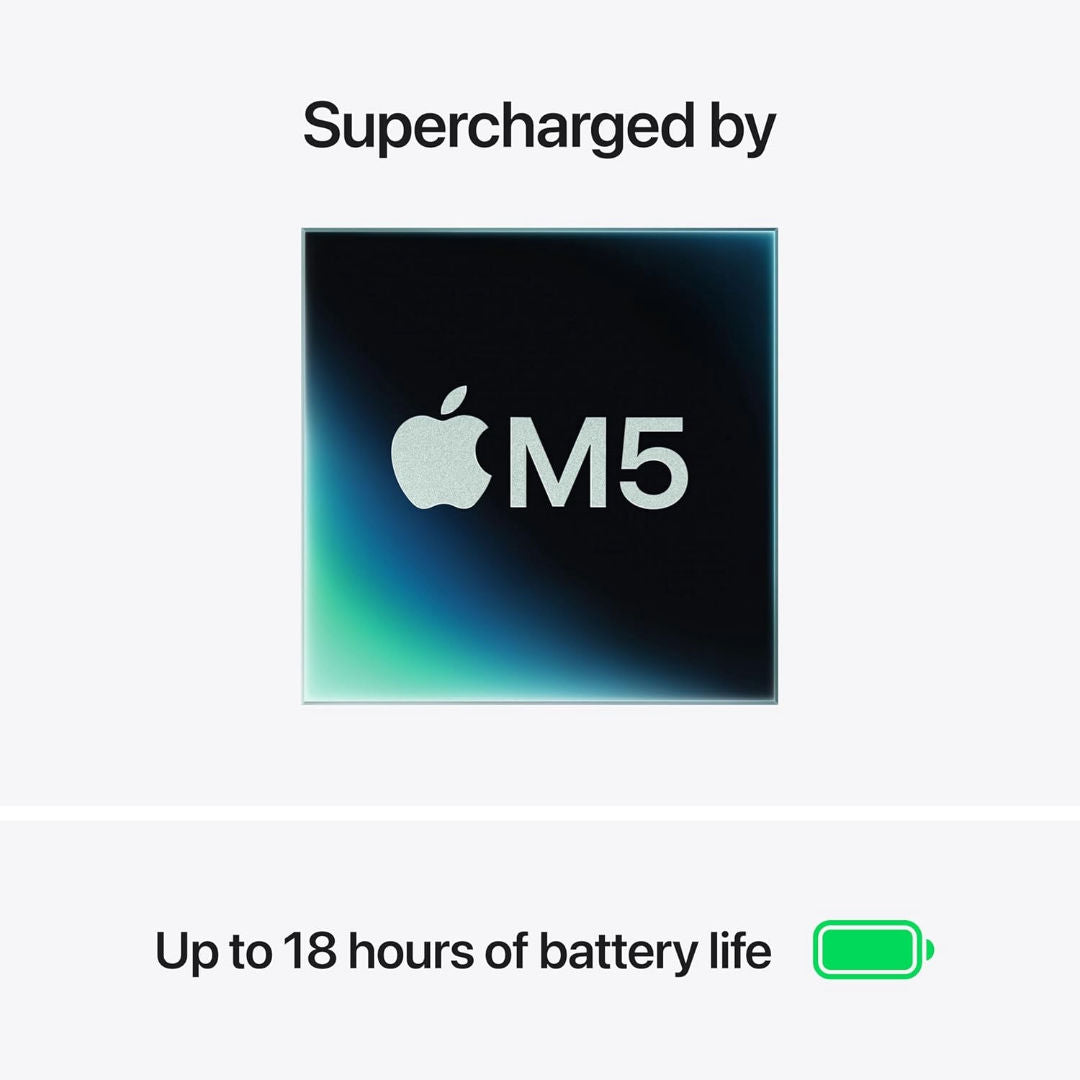 Apple MacBook Air 13-inch M5 Chip, 10 Core CPU, 8 Core GPU, 16GB RAM, 512GB SSD, Arabic Keyboard, MDH74AB/A, Silver