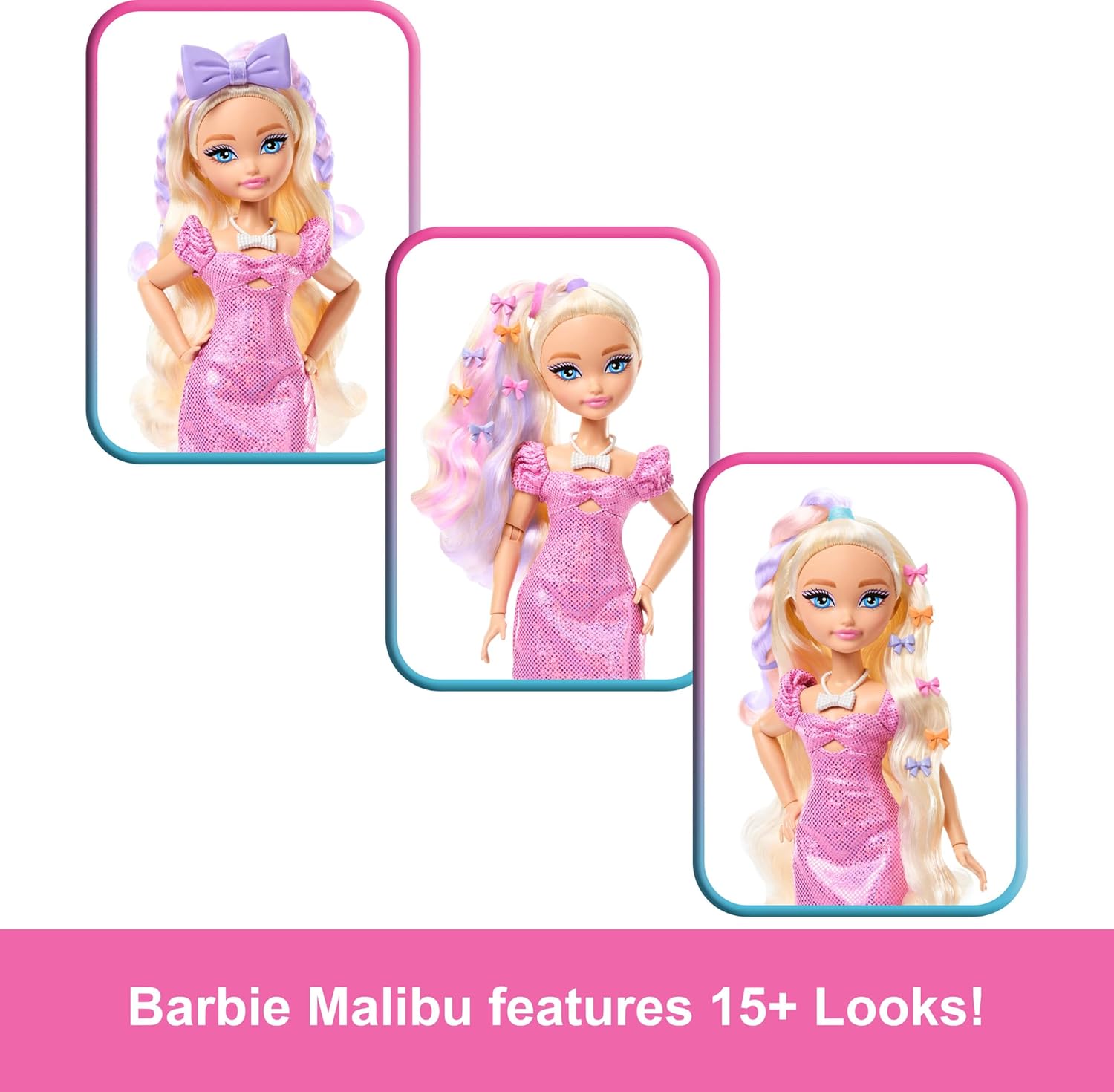Barbie Dream Get Ready Malibu Fashion Doll, Stylized Hair with Surprise Accessories & 15+ Looks