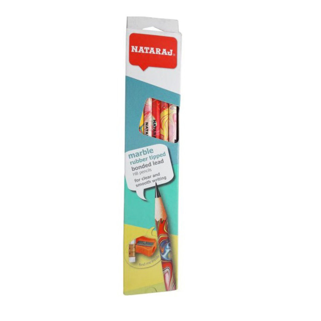 Nataraj Marble Print HB Pencils, 12 Piece Pack with Sharpener
