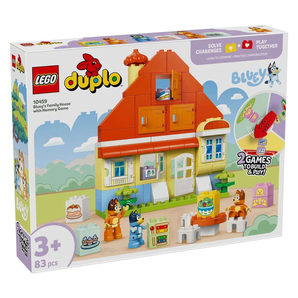 LEGO DUPLO Bluey's Family House with Memory Game Building Set for Ages 3+, 83 Pieces