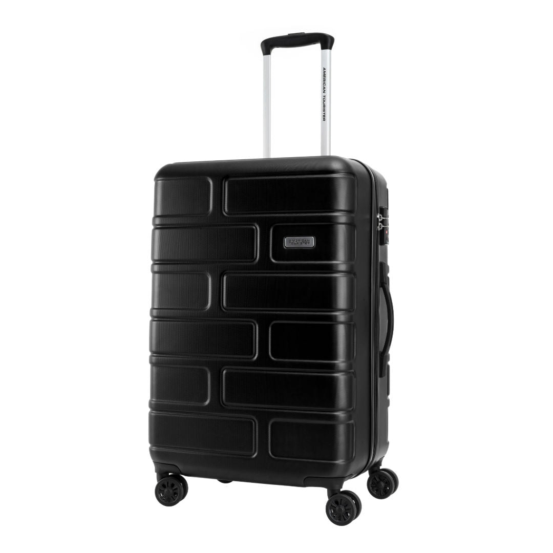 American Tourister Bricklane Spinner Hard Luggage Trolley Bag, TSA, Jet Black