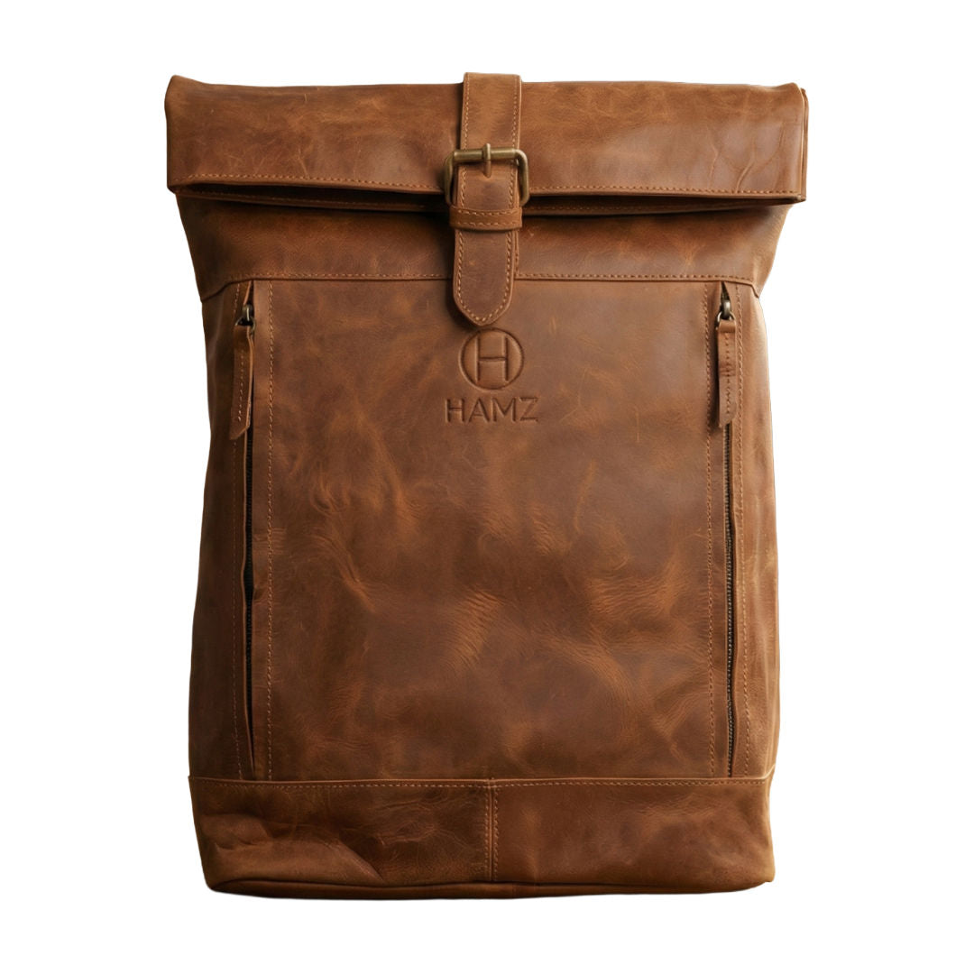 HMZ Premium Genuine Leather Laptop Bag, Professional Business & Travel Briefcase