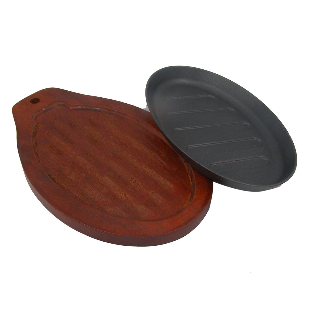 RSC 10.5 Inch, Oval Sizzler Plate With Wooden Base, Model P15-428