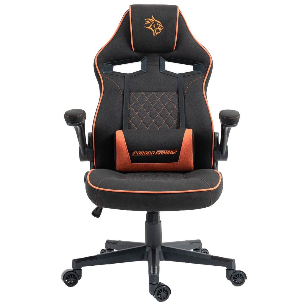 Porodo Ergonomic Gaming Chair with Flexible Headrest, PDX548, Black/Orange