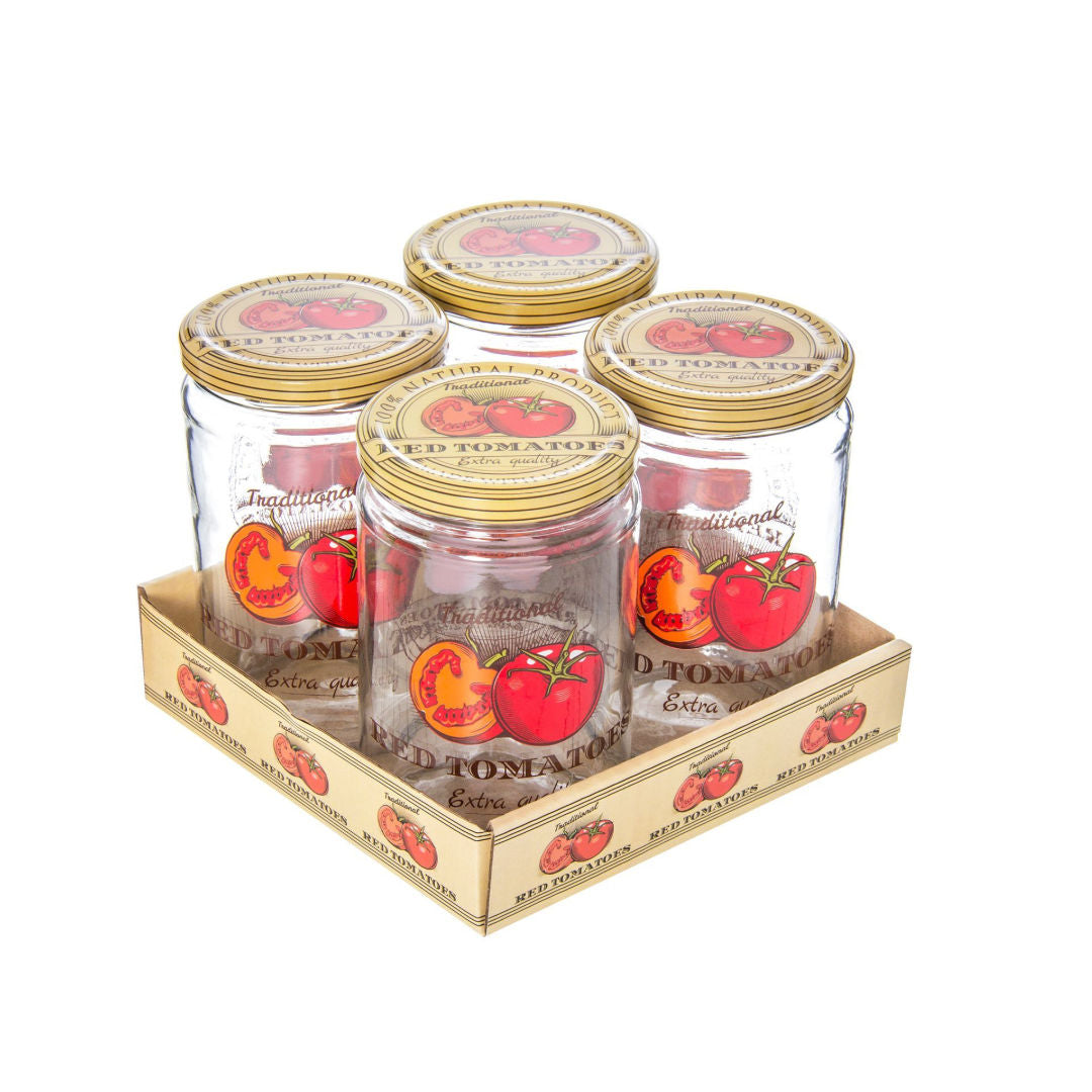 Herevin Glass Jar Set With Metal Lid, 4 Pieces