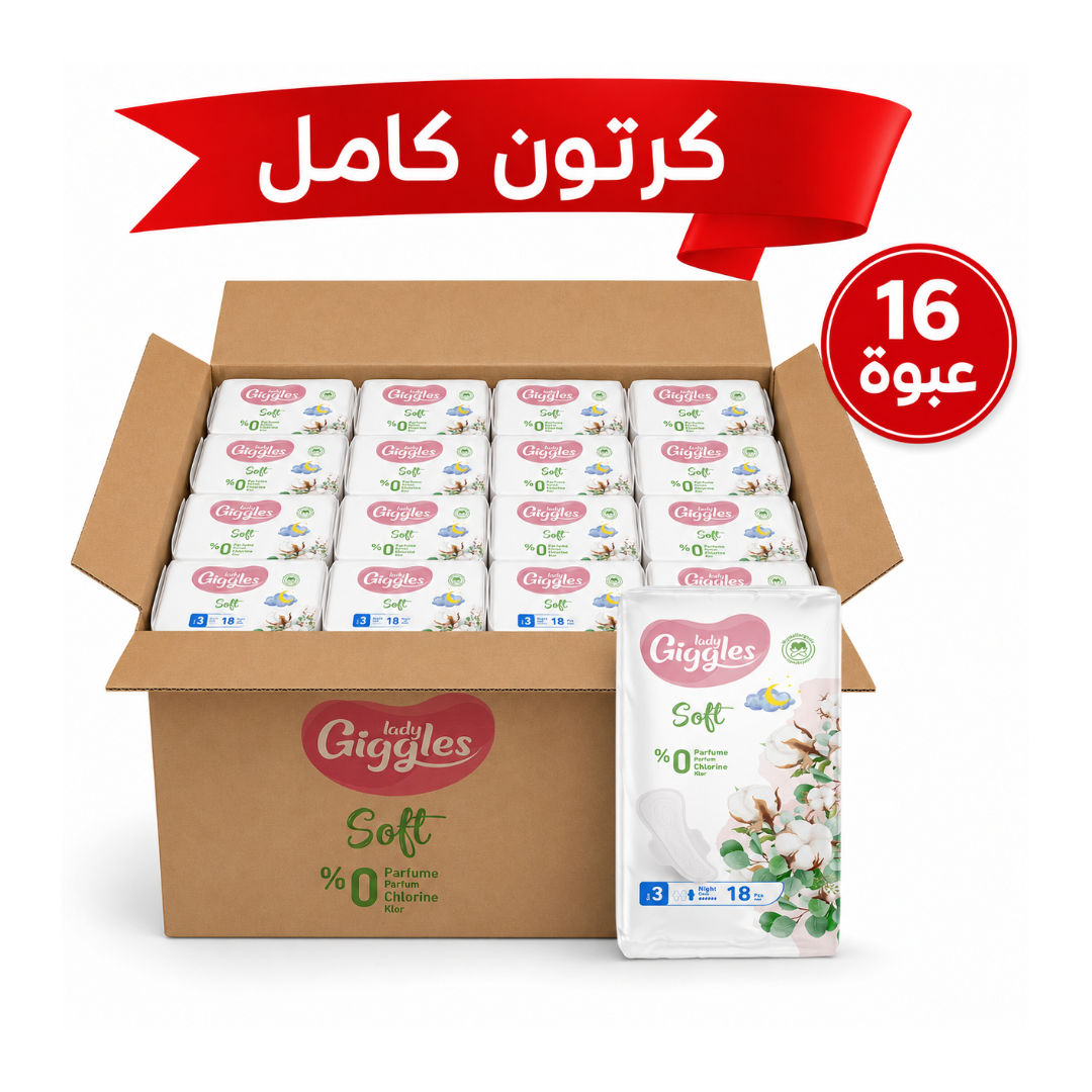 Giggles Lady Soft Sanitary Night Pads - 288 Pads (16 x 18)