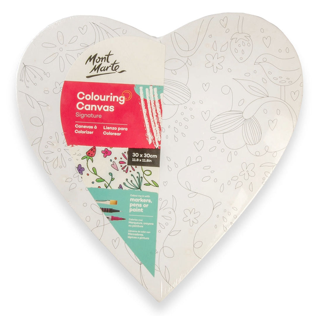 Mont Marte Colouring Canvas Heart Signature Board, 30X30cm, CAHT0030