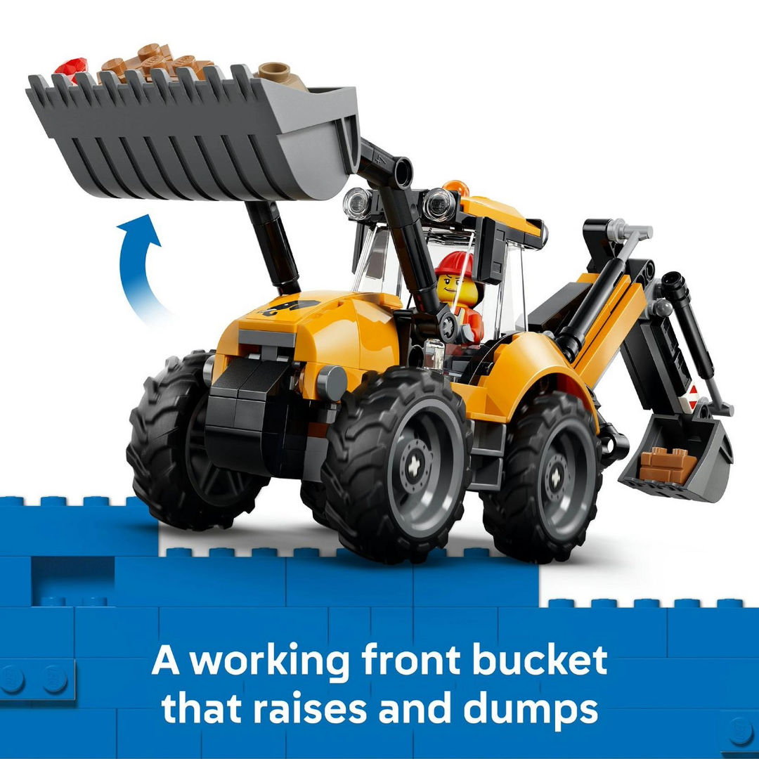 LEGO City Yellow Backhoe Loader Tractor Building Toy Set, 7+ Years