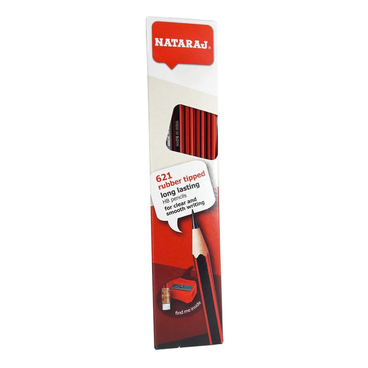 Nataraj 621 HB Ruby Writing Pencils, 12 Piece Pack with Rubber Tip